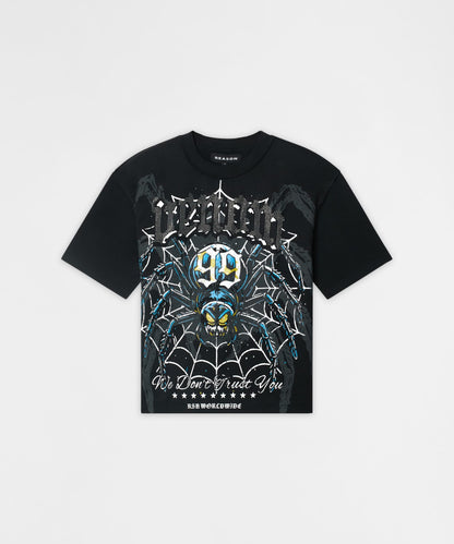 Reason Clothing Everyday Plus Size Venom Rhinestone Short Sleeve Tee - Black