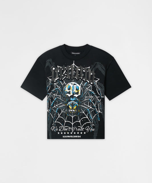 Reason Clothing Everyday Plus Size Venom Rhinestone Short Sleeve Tee - Black