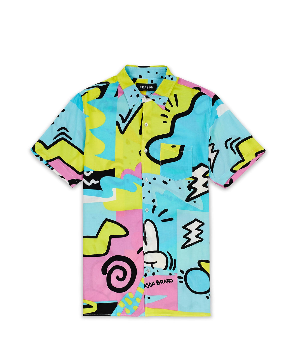 Reason Clothing Quality Fantasy Colorful Print Short Sleeve Shirt