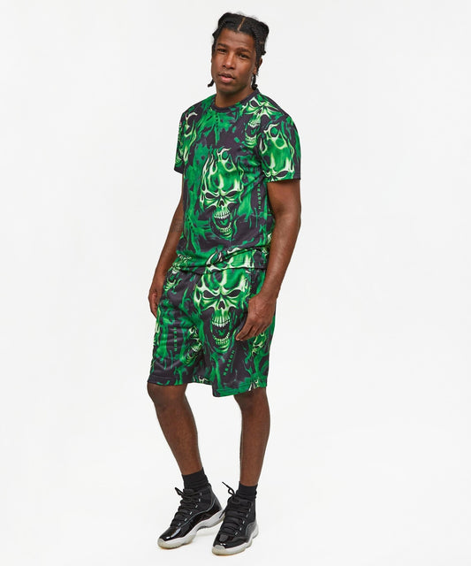 Reason Clothing Hot Sale Skull Rider Tee Shorts Set