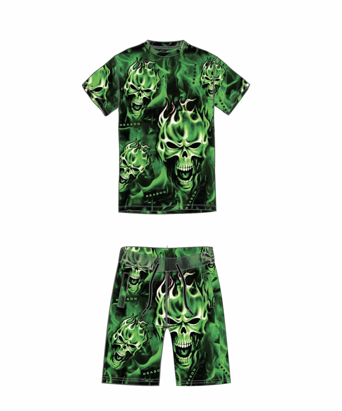 Reason Clothing Hot Sale Skull Rider Tee Shorts Set