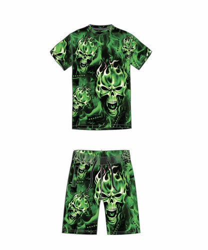 Reason Clothing Hot Sale Skull Rider Tee Shorts Set