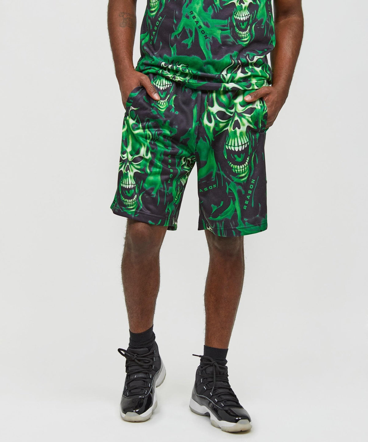 Reason Clothing Hot Sale Skull Rider Tee Shorts Set