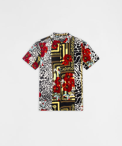 Reason Clothing Smart Buy Floral & Chains Woven Shirt - Red