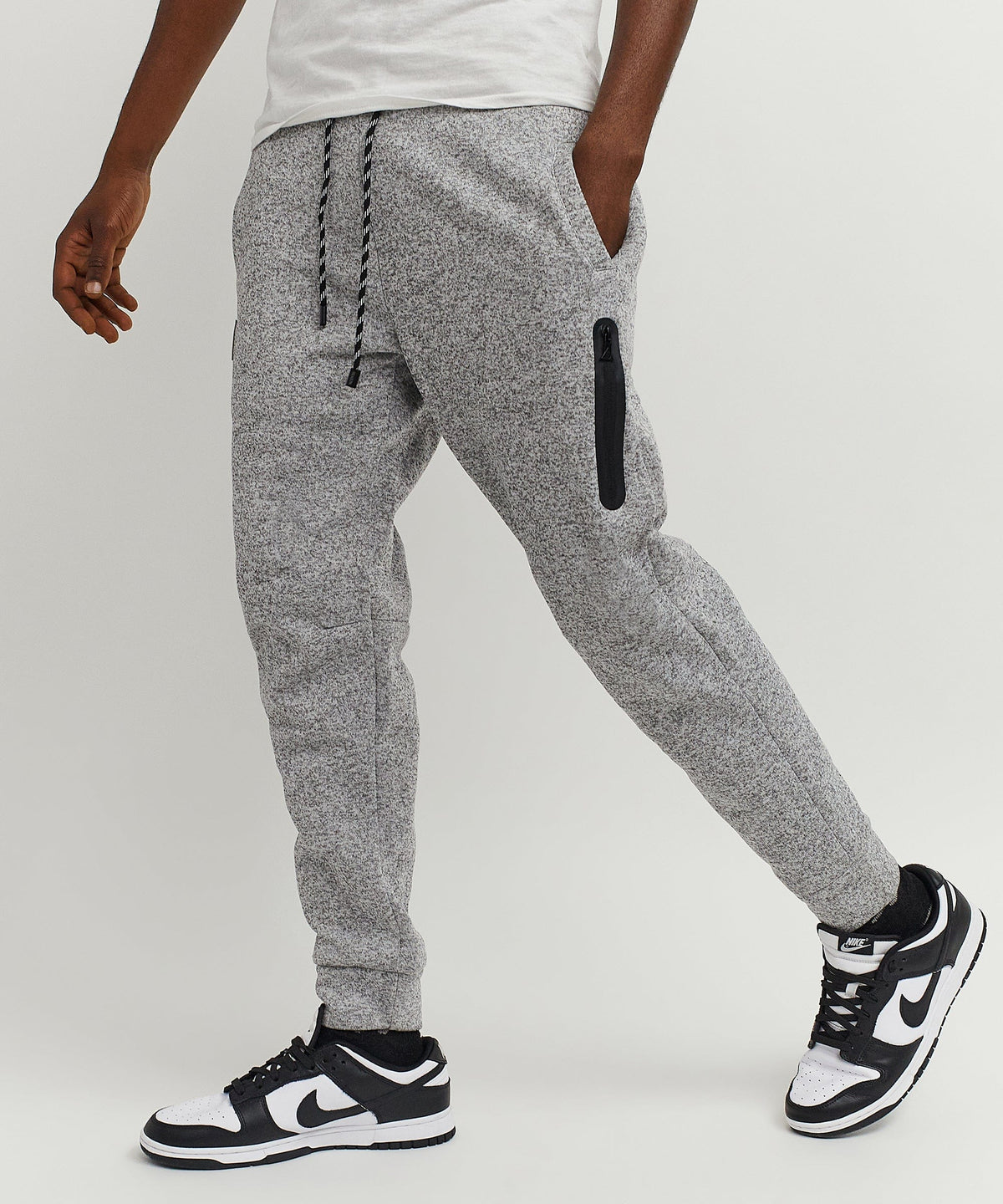 Reason Clothing Premium Jeff Slim Fit Grey Jogger With Side Zip Pocket