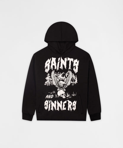 Reason Clothing Smart Buy Saints and Sinners Graphic Long Sleeve Hoodie - Black