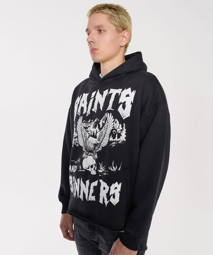 Reason Clothing Smart Buy Saints and Sinners Graphic Long Sleeve Hoodie - Black