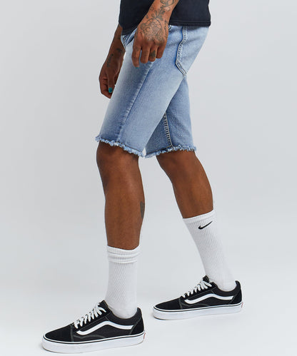 Reason Clothing Discount Josiah Light Wash Basic Denim Shorts