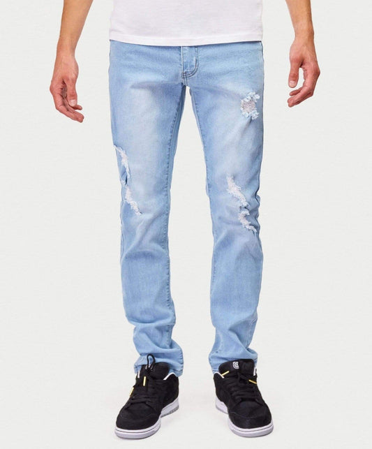 Reason Clothing Classic Elevate Light Wash Destroyed Jeans