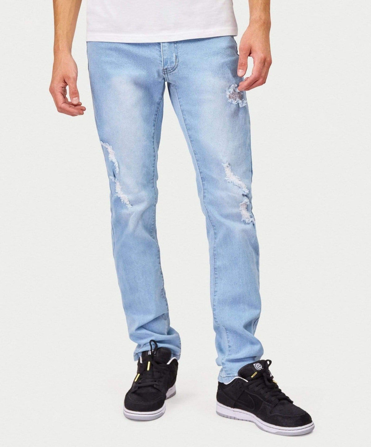 Reason Clothing Classic Elevate Light Wash Destroyed Jeans