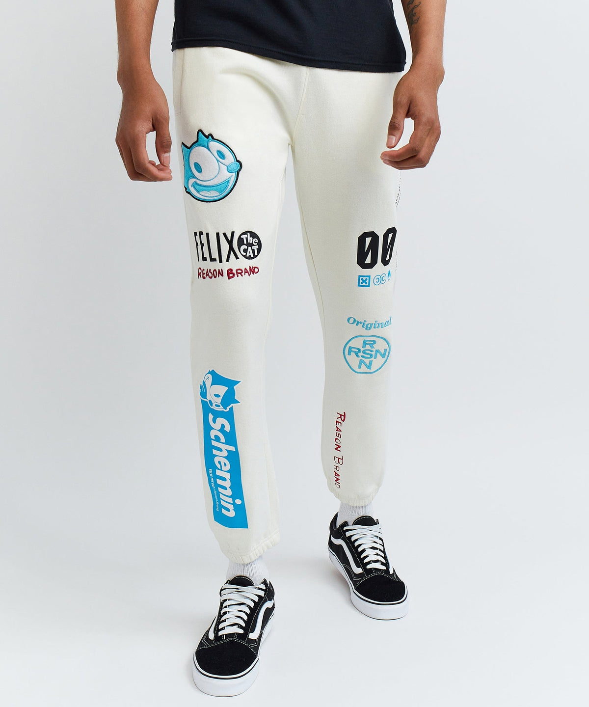Reason Clothing Deals Felix Schemin Embroidery Detail Beige Jogger