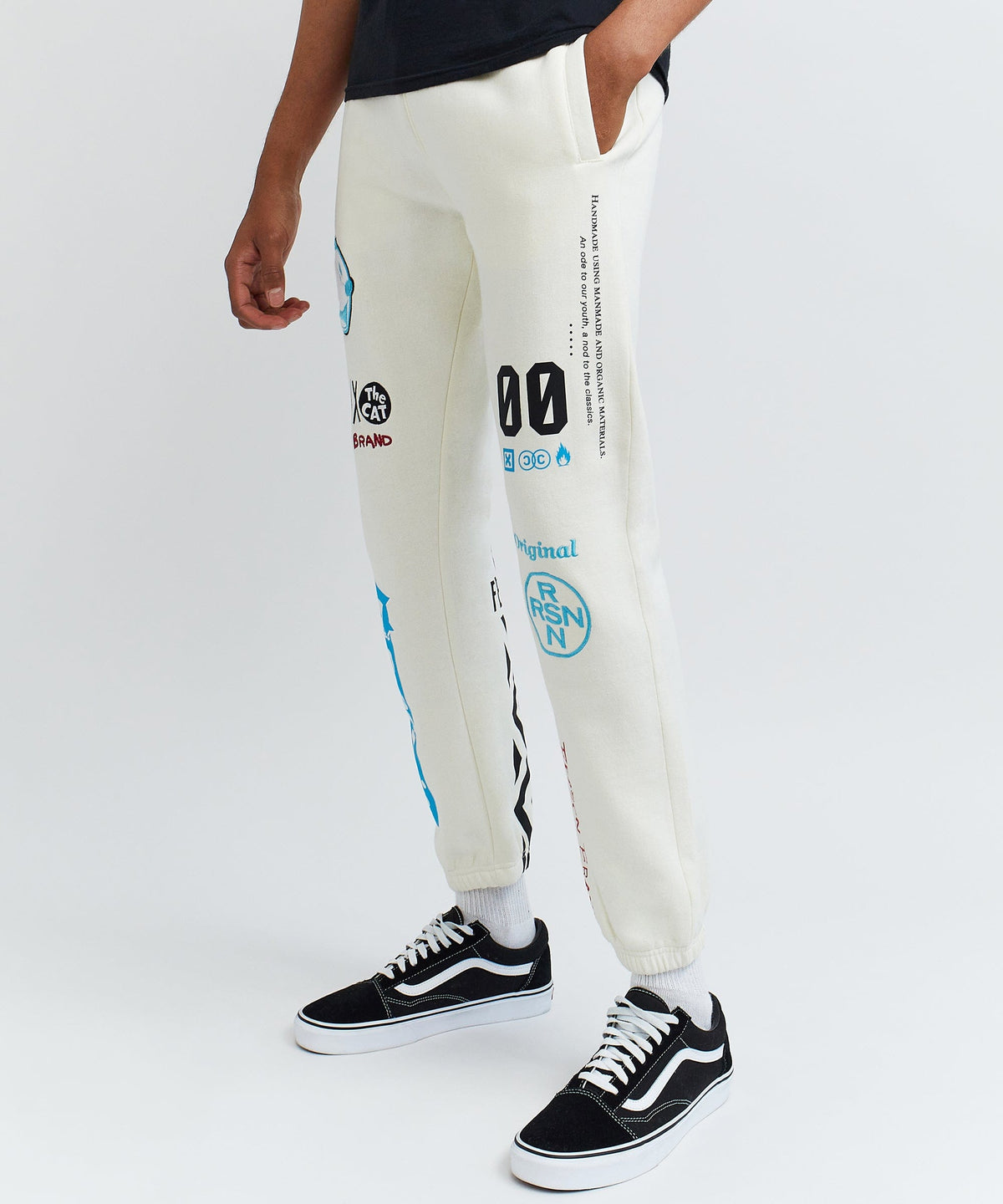 Reason Clothing Deals Felix Schemin Embroidery Detail Beige Jogger