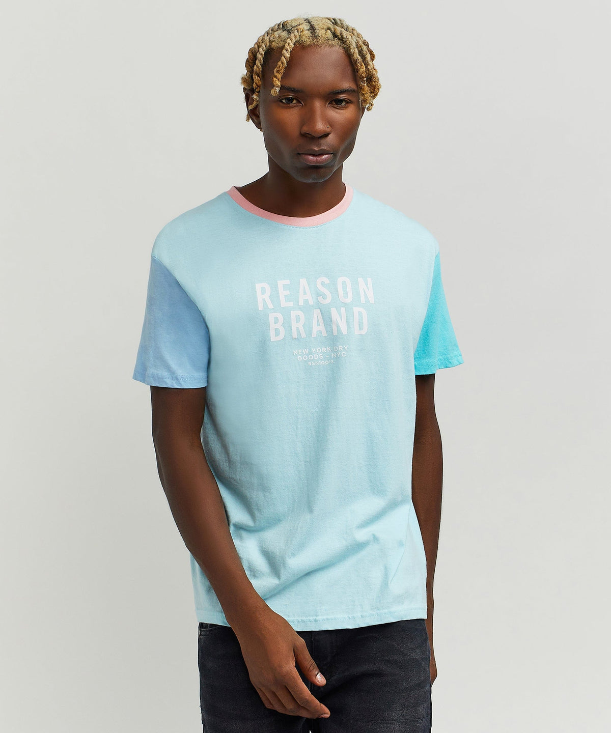 Reason Clothing Sale Peter Pastel Color Block Logo Tee