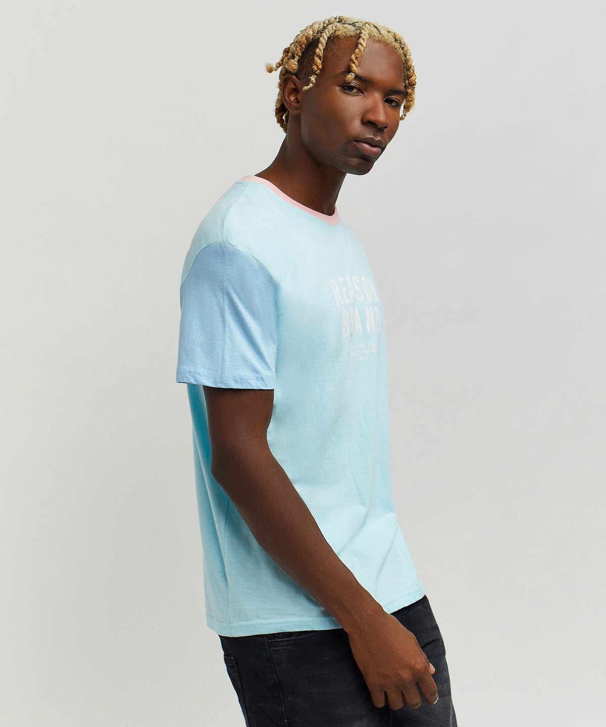 Reason Clothing Sale Peter Pastel Color Block Logo Tee
