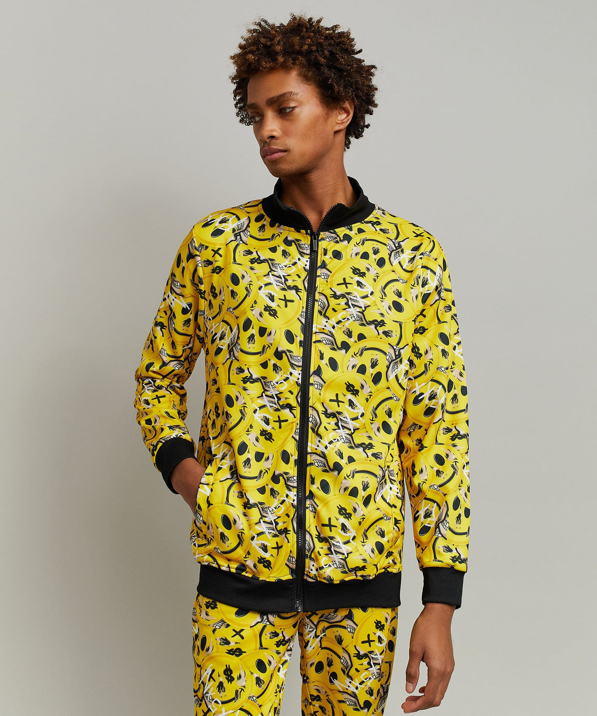 Reason Clothing Special Offer Skelly Smile Allover Print Track Jacket