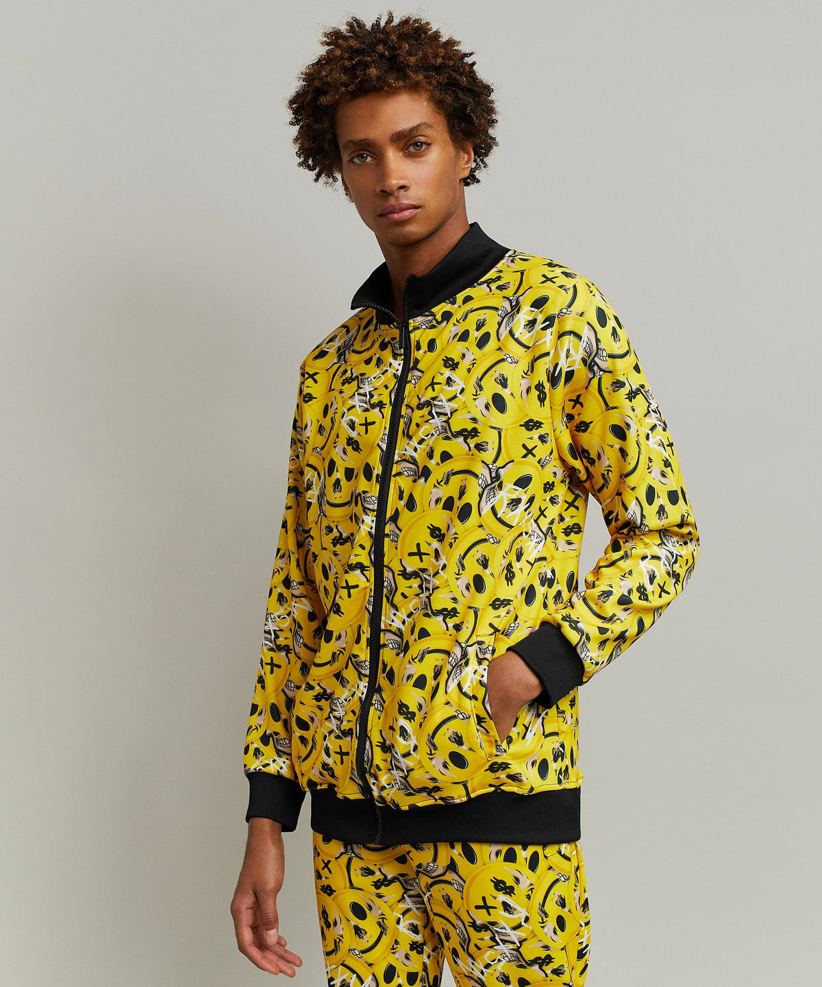 Reason Clothing Special Offer Skelly Smile Allover Print Track Jacket