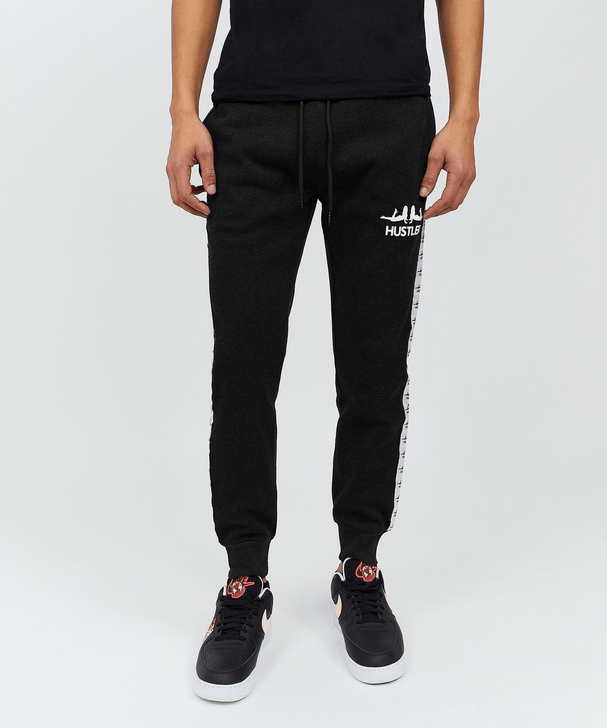 Reason Clothing Special Offer Hustler Side Stripe Logo Jogger - Black 003 Is Live