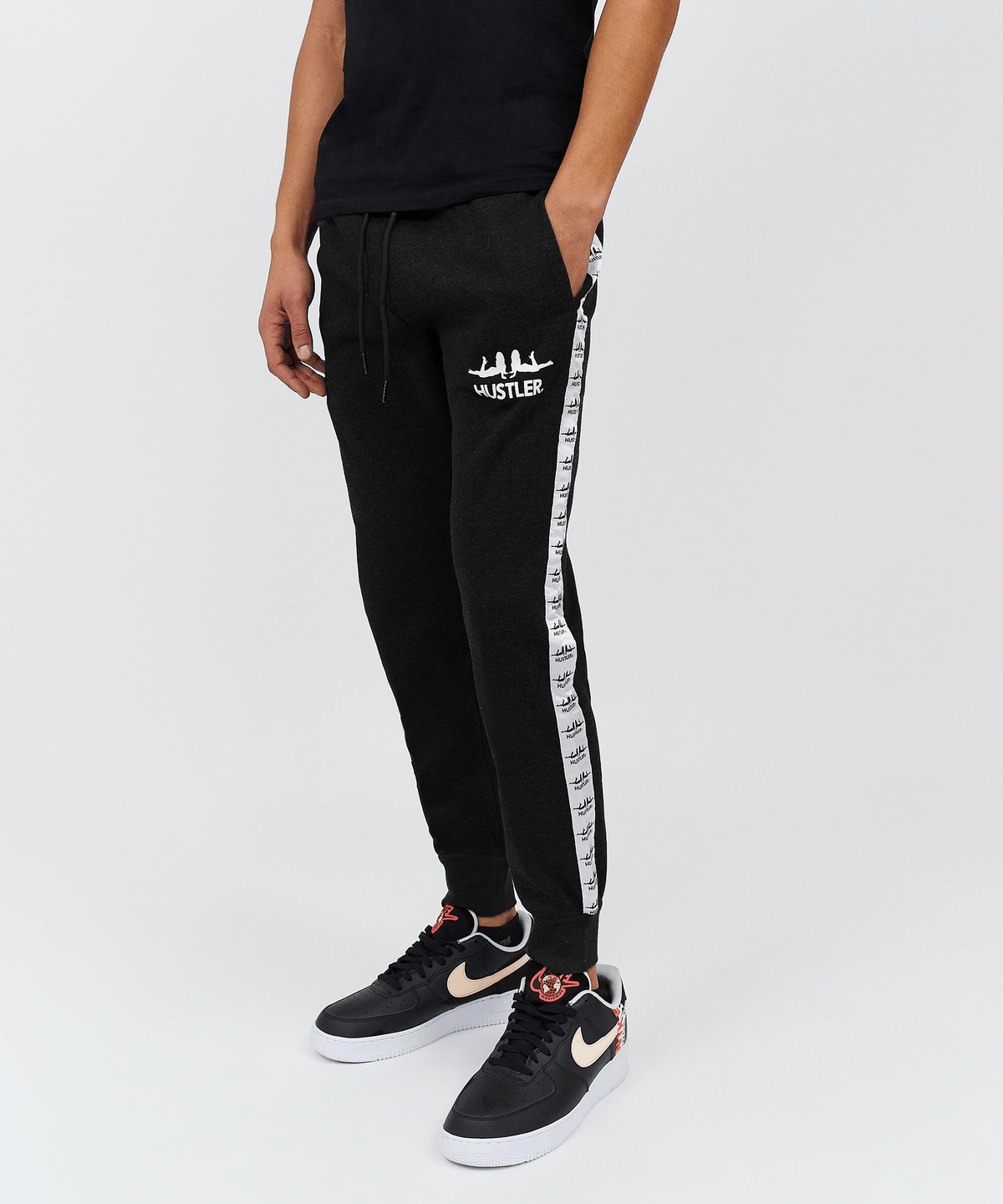 Reason Clothing Special Offer Hustler Side Stripe Logo Jogger - Black 003 Is Live