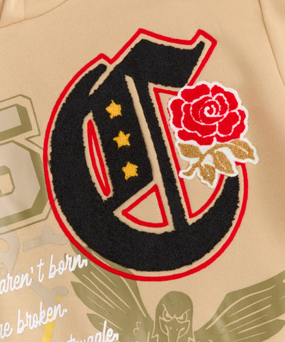 Reason Clothing Deals Champion Chenille Embroidered Long Sleeve Hoodie - Khaki