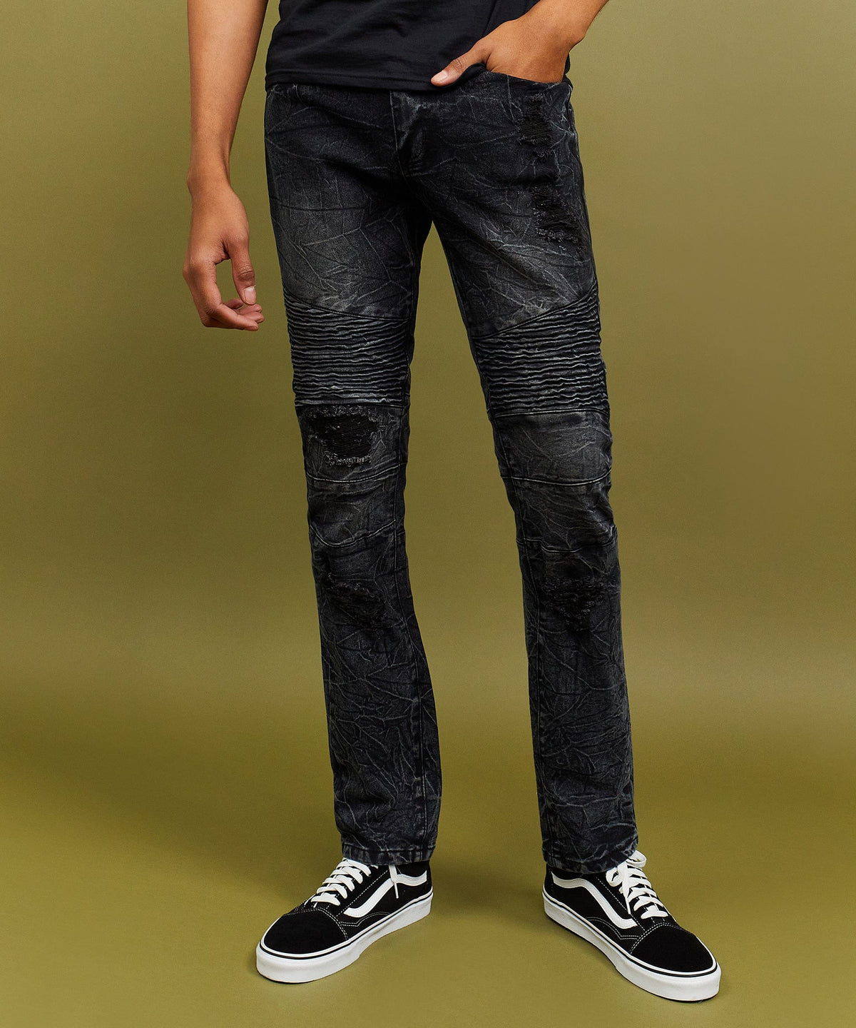 Reason Clothing Premium Emmett Moto Slim Jeans