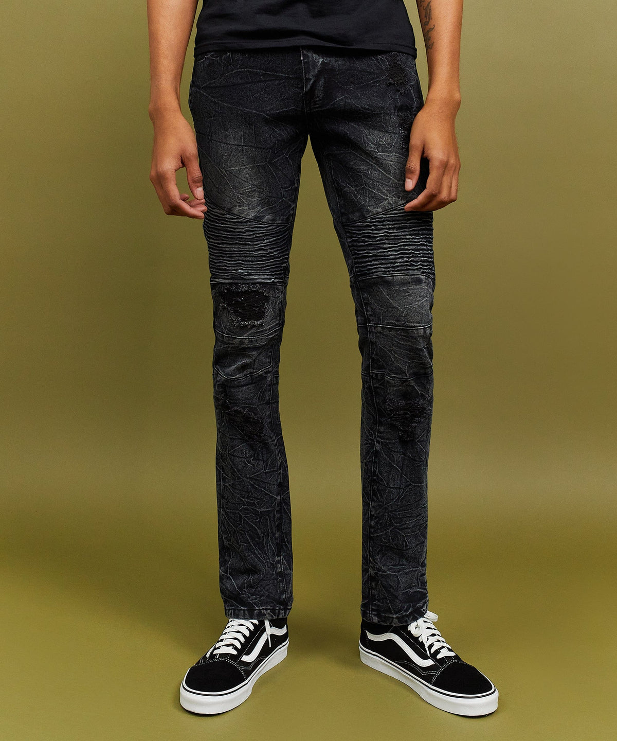 Reason Clothing Premium Emmett Moto Slim Jeans