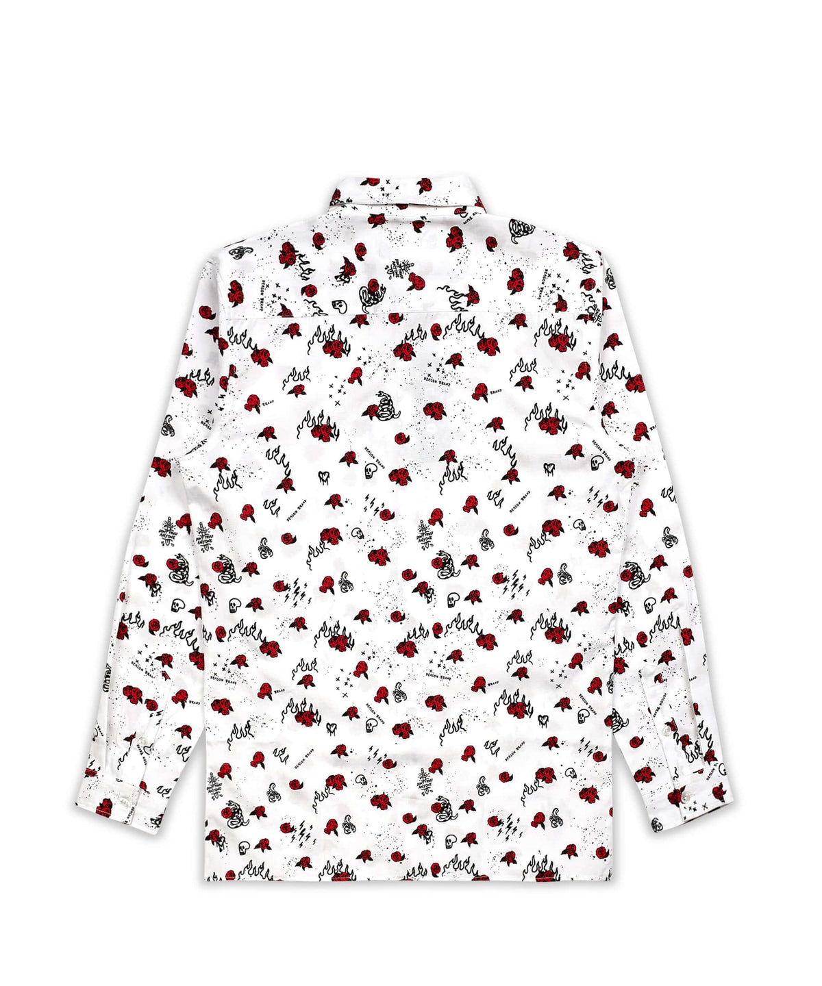 Reason Clothing Top Pick Skulls & Roses Long Sleeve Oxford Short