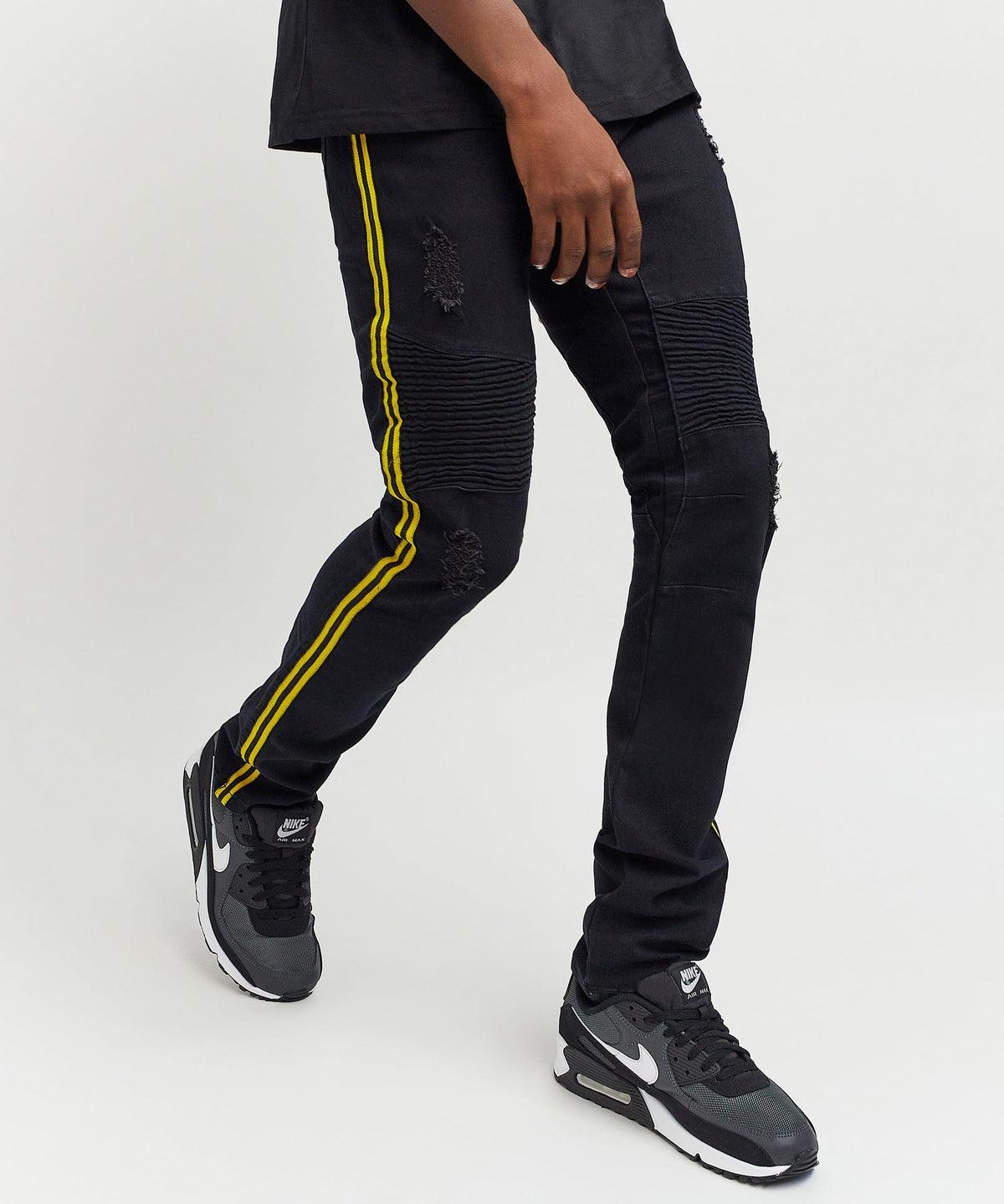 Reason Clothing Special Offer Dunning Side Stripe Moto Jeans