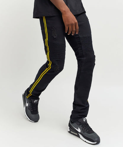 Reason Clothing Special Offer Dunning Side Stripe Moto Jeans