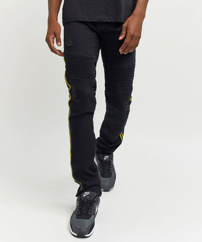 Reason Clothing Special Offer Dunning Side Stripe Moto Jeans
