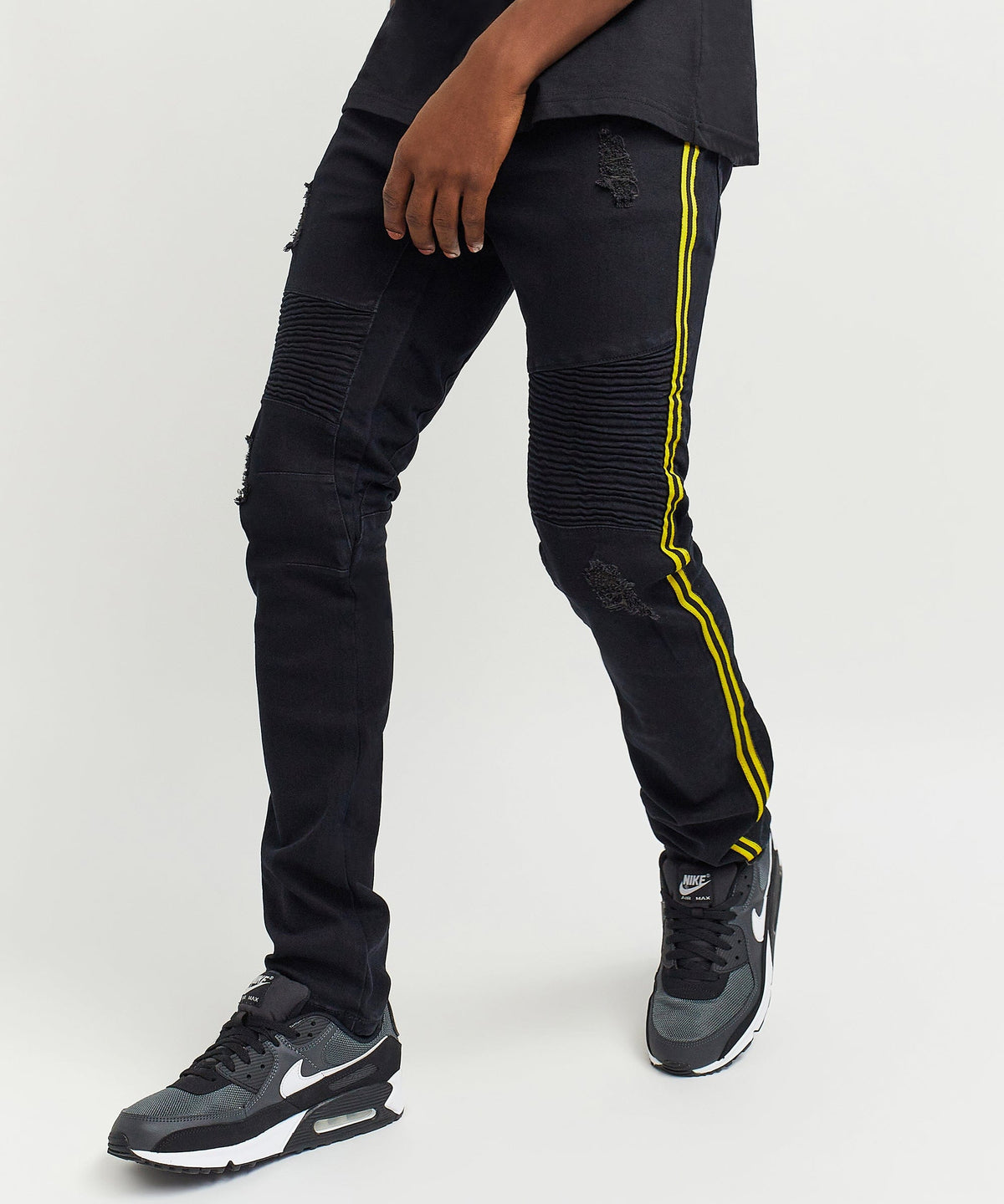 Reason Clothing Special Offer Dunning Side Stripe Moto Jeans