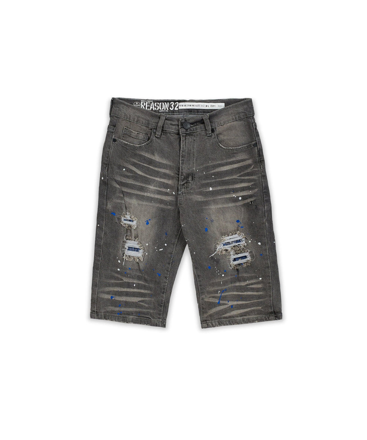 Reason Clothing Signature Vincent Grey Paint Splatter Jean Shorts