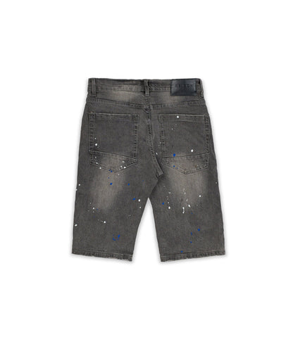 Reason Clothing Signature Vincent Grey Paint Splatter Jean Shorts