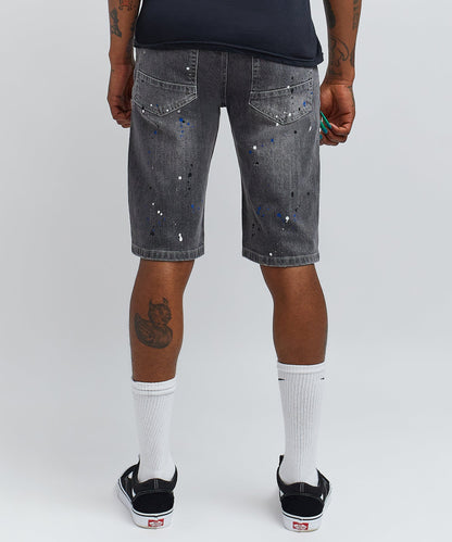 Reason Clothing Signature Vincent Grey Paint Splatter Jean Shorts