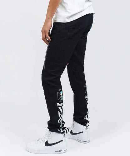 Reason Clothing Best Price Cloud Graphic Print Slim Jeans