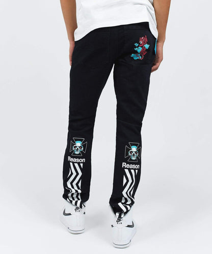 Reason Clothing Best Price Cloud Graphic Print Slim Jeans