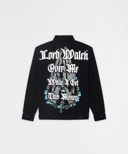 Reason Clothing Trusted Menace Rhinestone Denim Jacket - Black