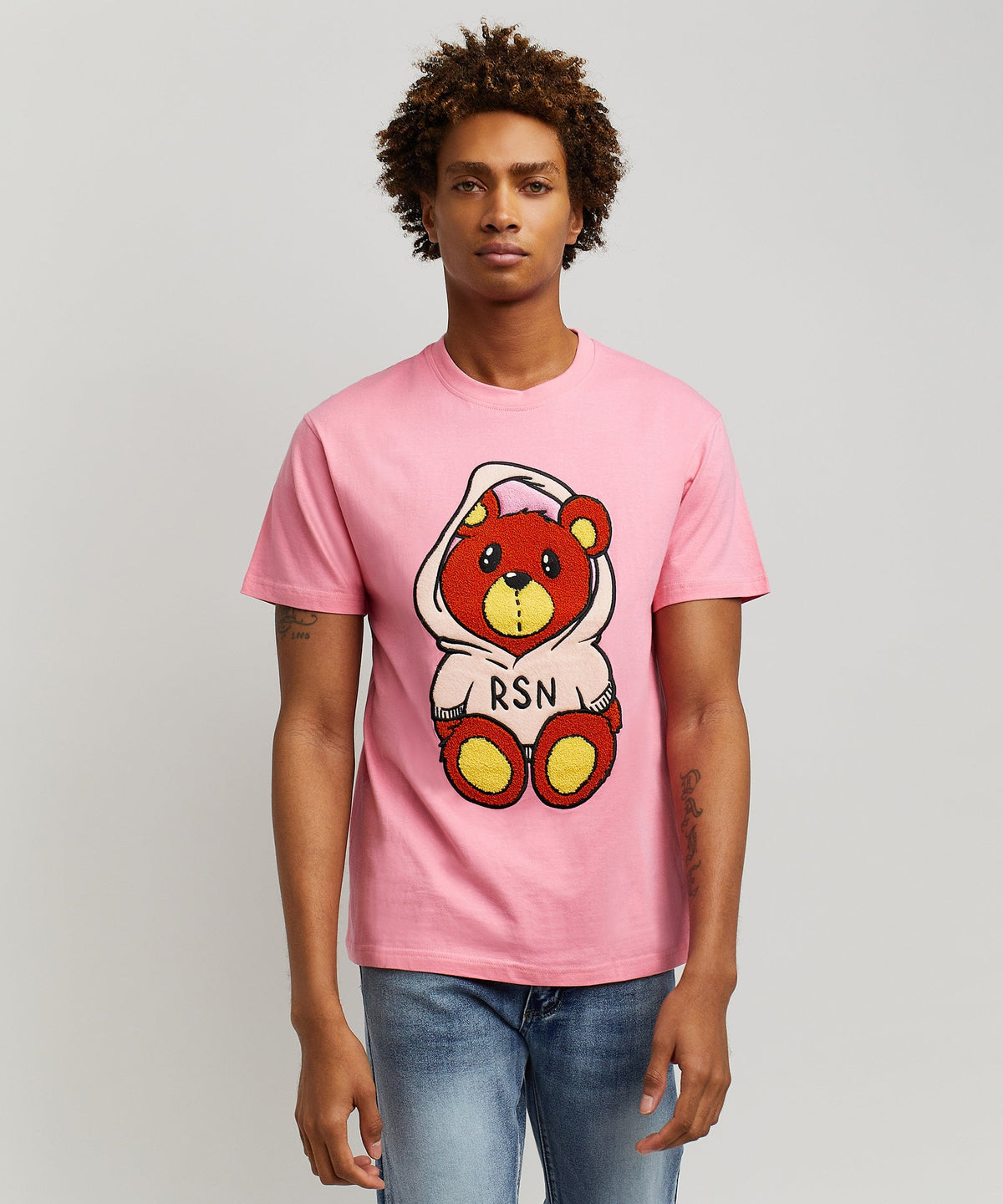 Reason Clothing Best Price Money Bear Chenille Patch Pink Tee