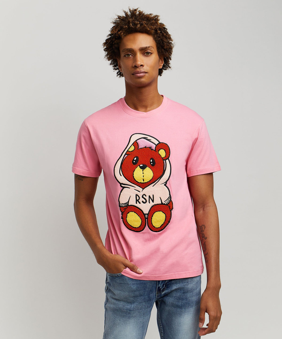 Reason Clothing Best Price Money Bear Chenille Patch Pink Tee