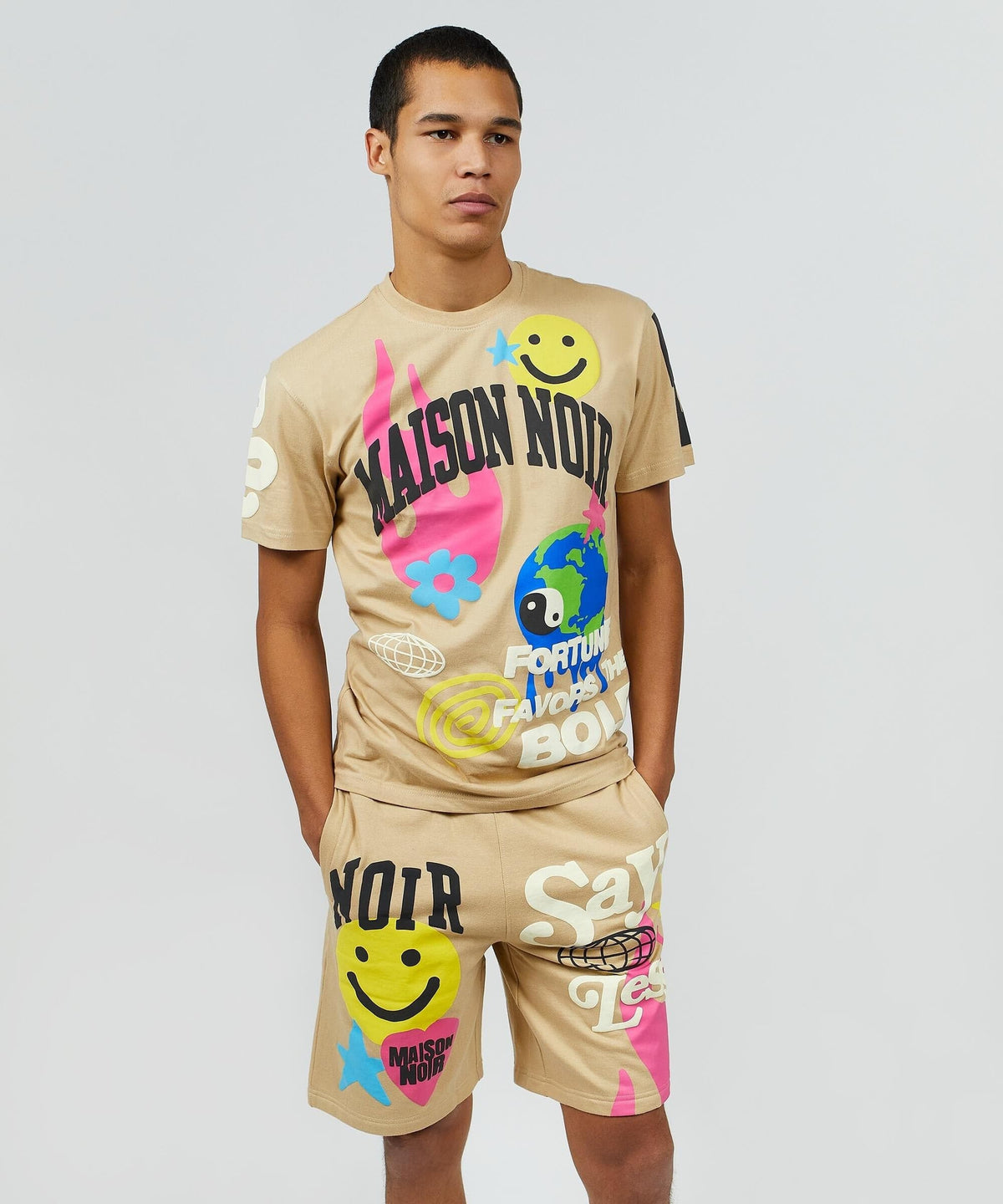 Reason Clothing Exclusive Say Less Puff Print Tee - Khaki
