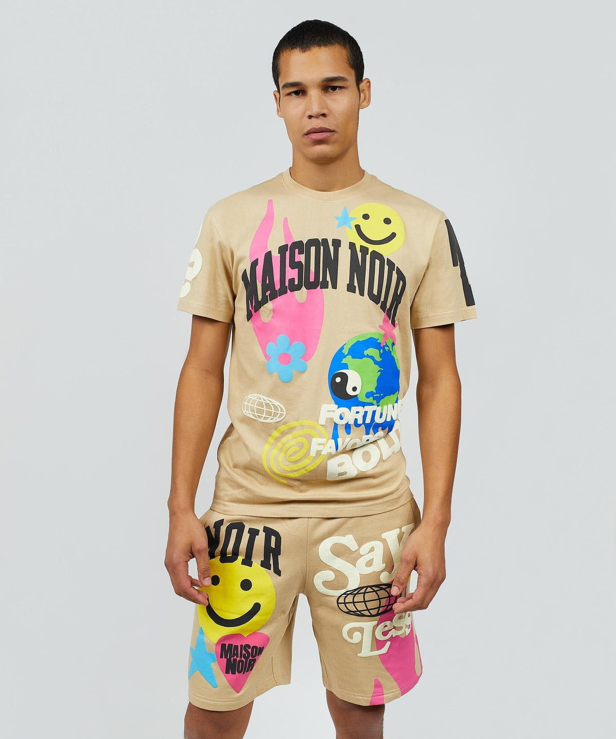 Reason Clothing Exclusive Say Less Puff Print Tee - Khaki