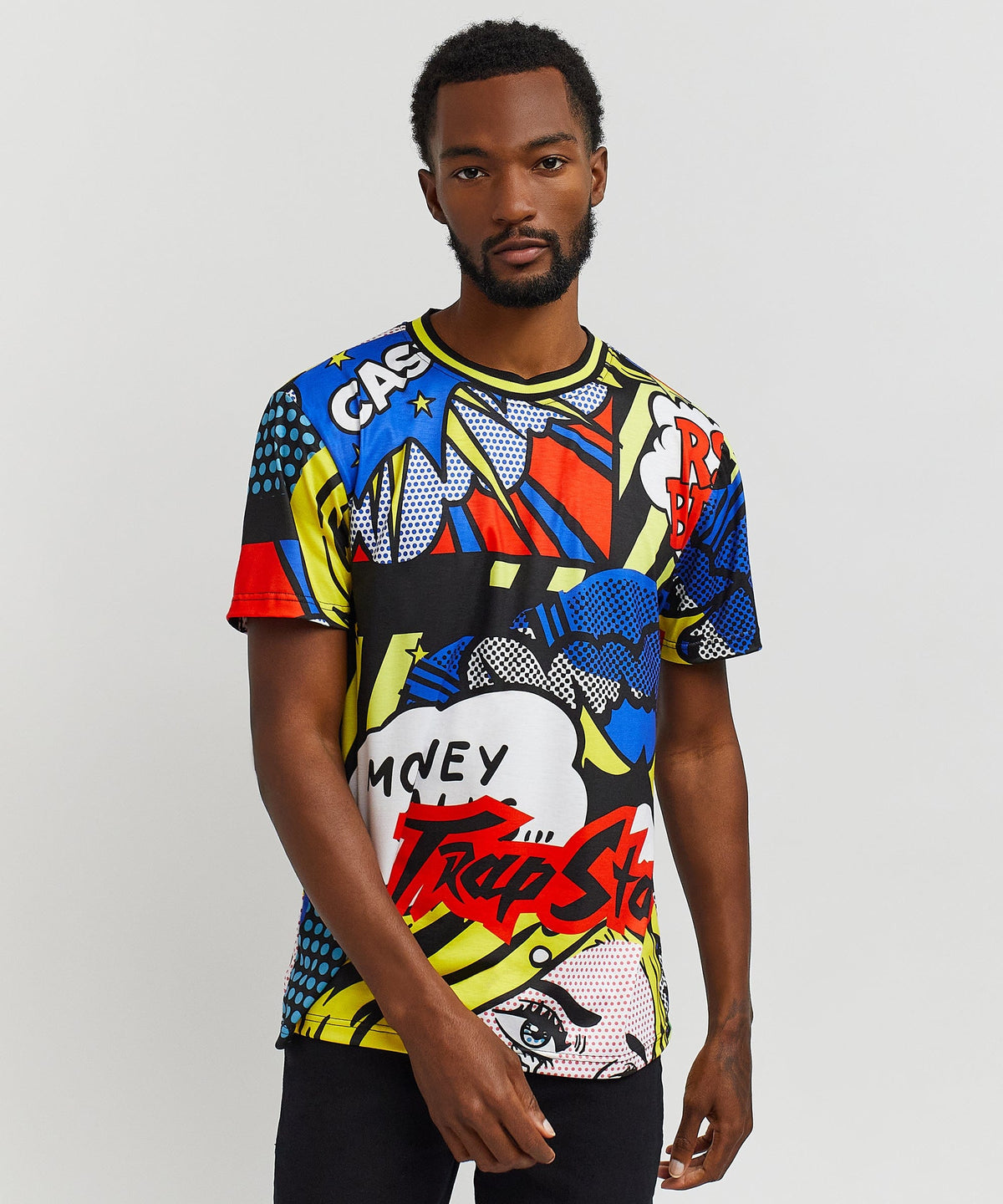 Reason Clothing Deals Trap Stars Comic Allover Print Graphic Tee