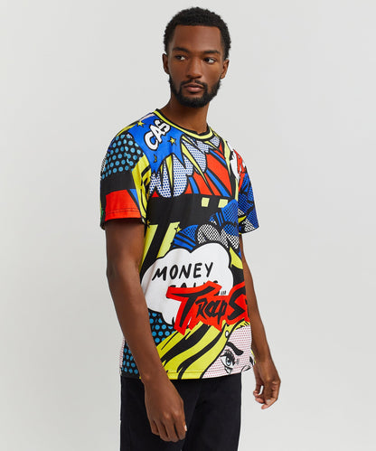Reason Clothing Deals Trap Stars Comic Allover Print Graphic Tee