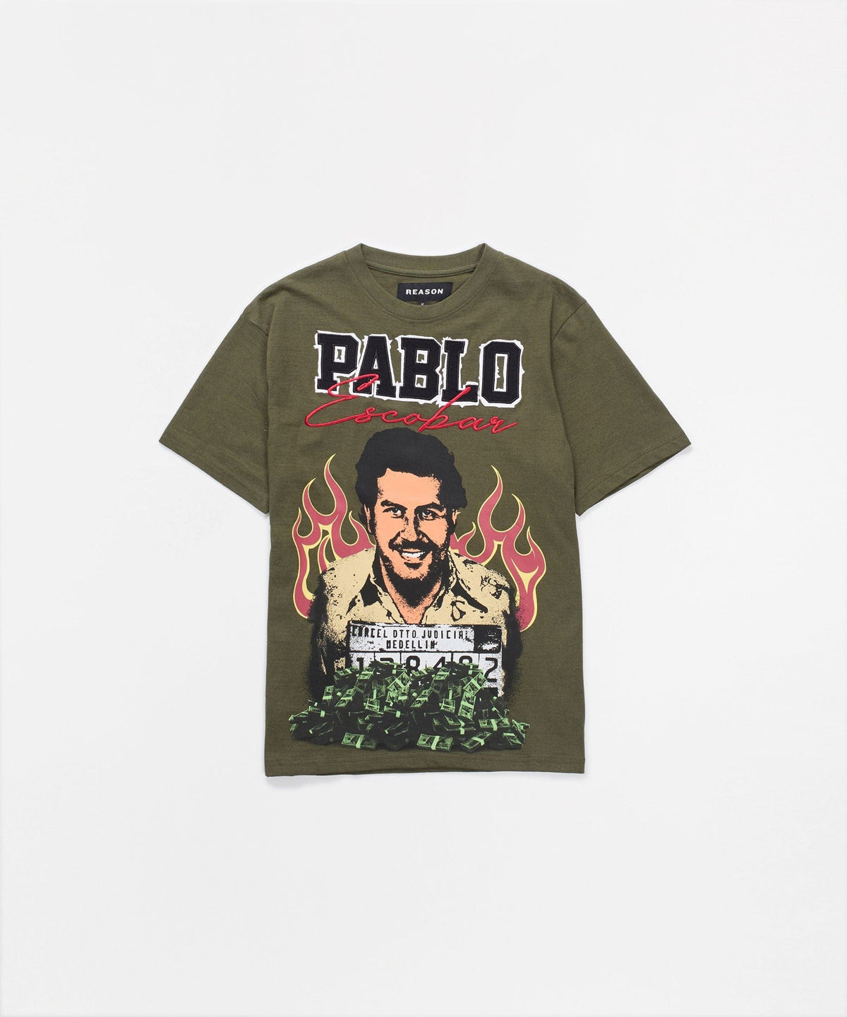 Reason Clothing Exclusive Pablo Mugshot Graphic Short Sleeve Tee - Olive Green