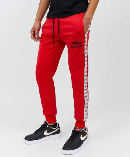 Reason Clothing Essential Hustler Side Stripe Logo Jogger - Red