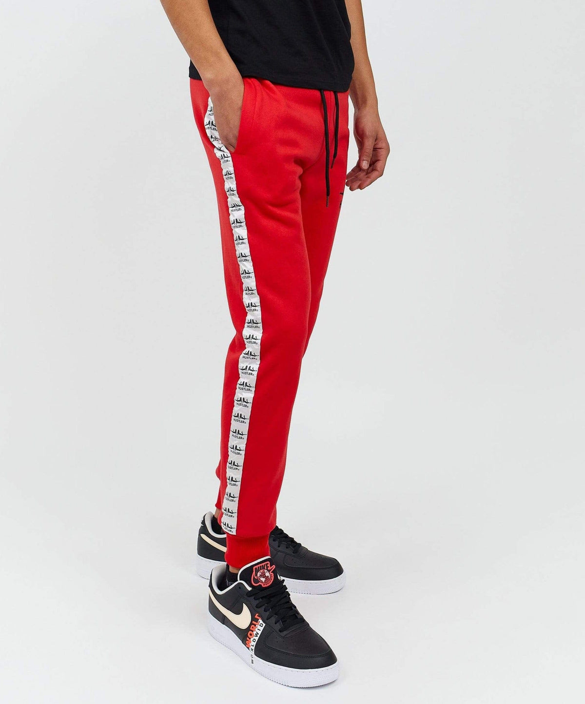 Reason Clothing Essential Hustler Side Stripe Logo Jogger - Red