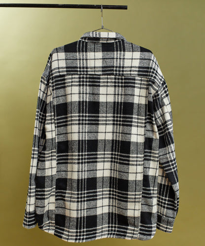 Reason Clothing Hot Sale Plaid Black And White Super Heavy Weight Flannel Shirt Jacket