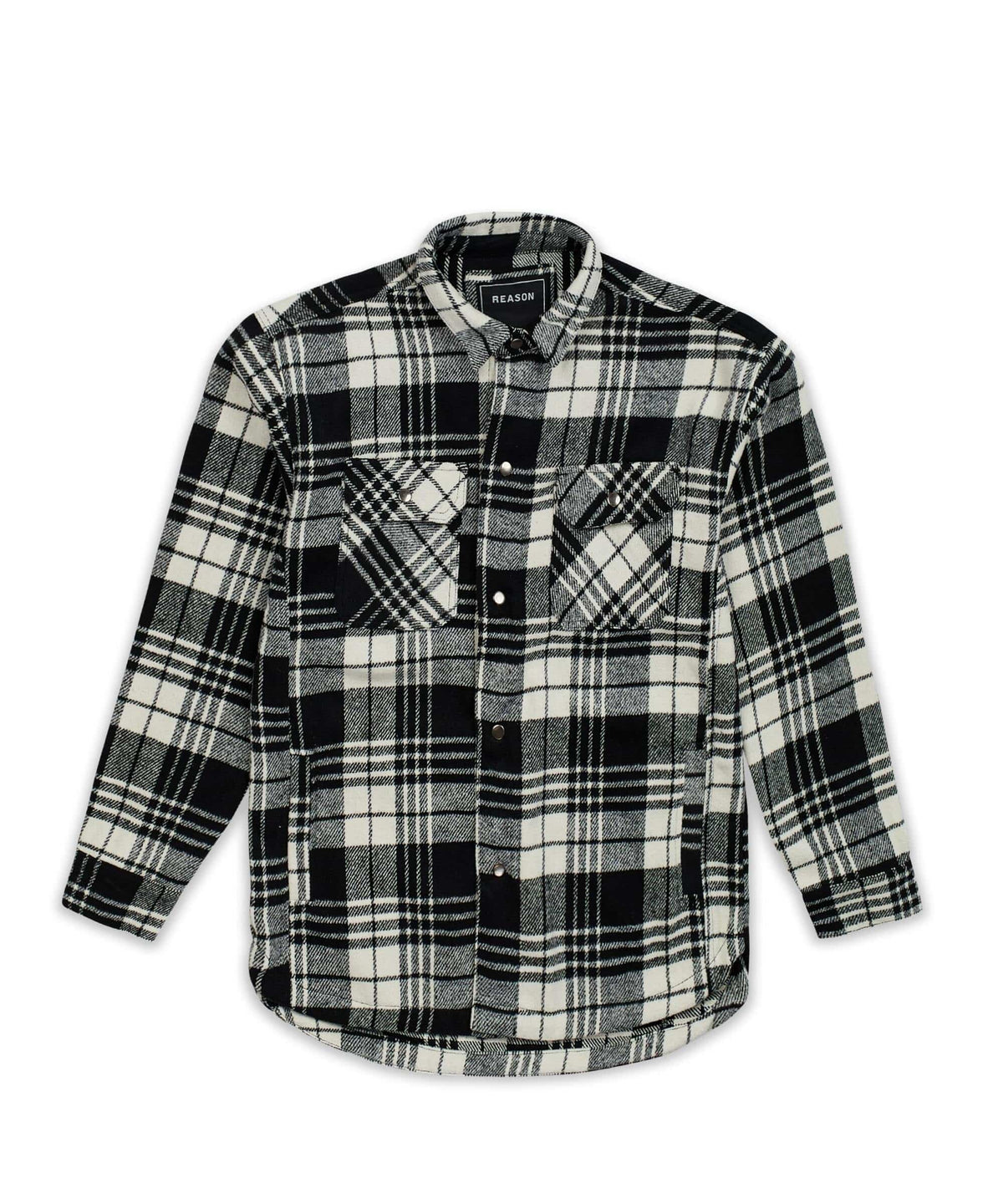 Reason Clothing Hot Sale Plaid Black And White Super Heavy Weight Flannel Shirt Jacket