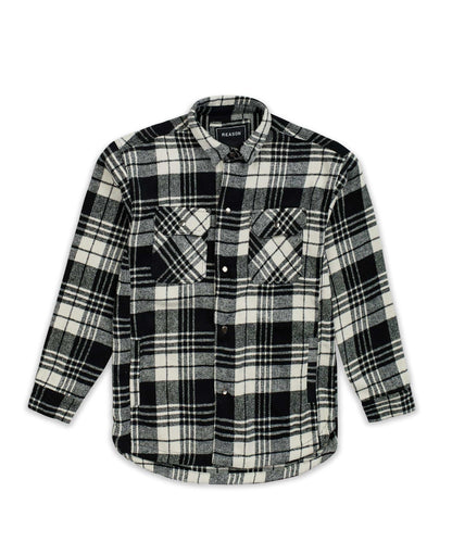 Reason Clothing Hot Sale Plaid Black And White Super Heavy Weight Flannel Shirt Jacket