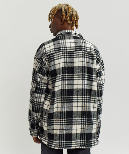 Reason Clothing Hot Sale Plaid Black And White Super Heavy Weight Flannel Shirt Jacket