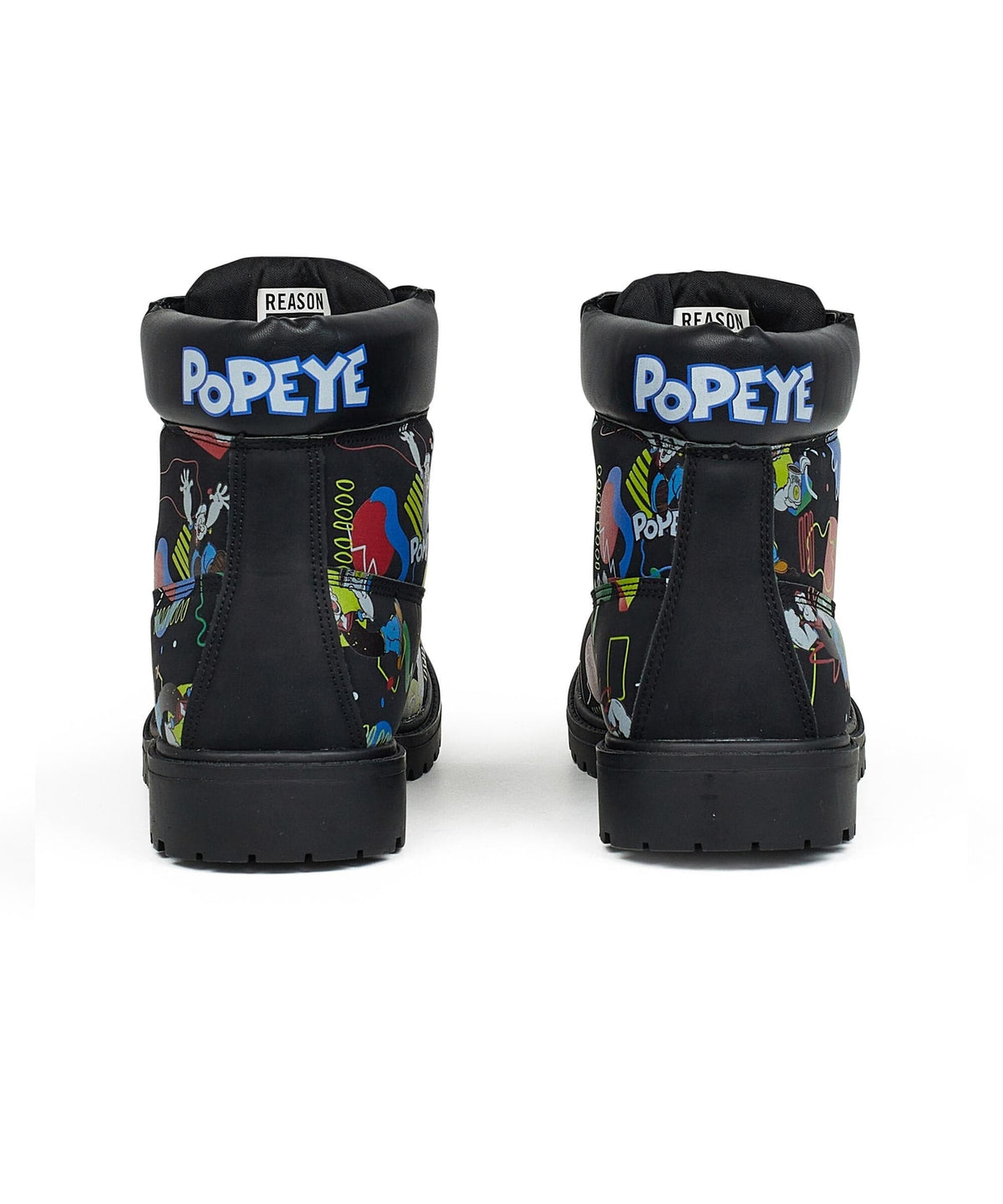 Reason Clothing Customer Favorite Popeye X Reason Collab Faux Suede Graffiti Print Boots - Black